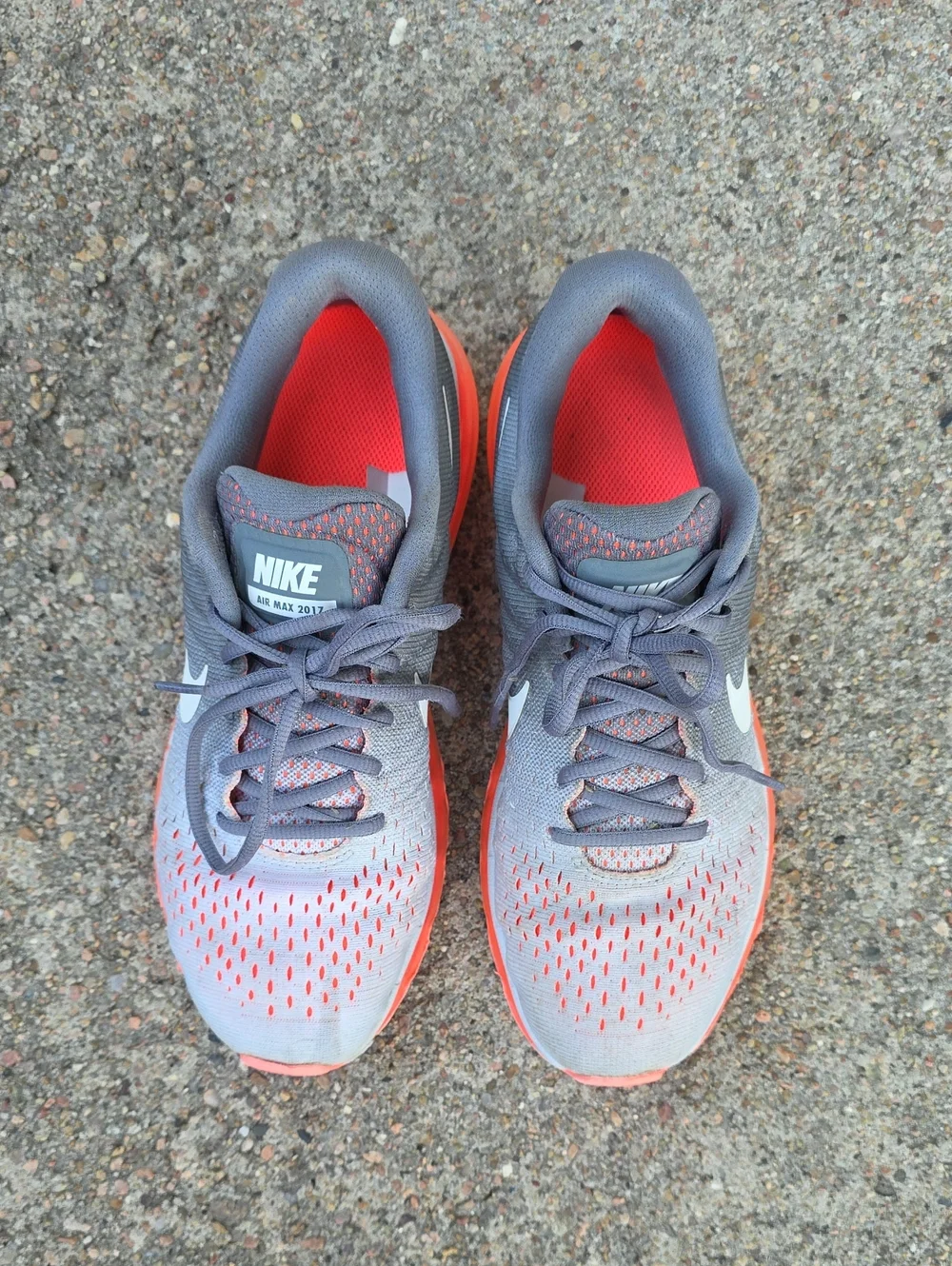 Nike Air Max 2017 Womens Running Athletic Sneakers Size 9 Grey Hot Lava